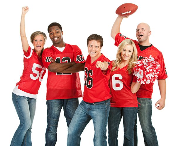 Group of Adult Football Fans Cheering
